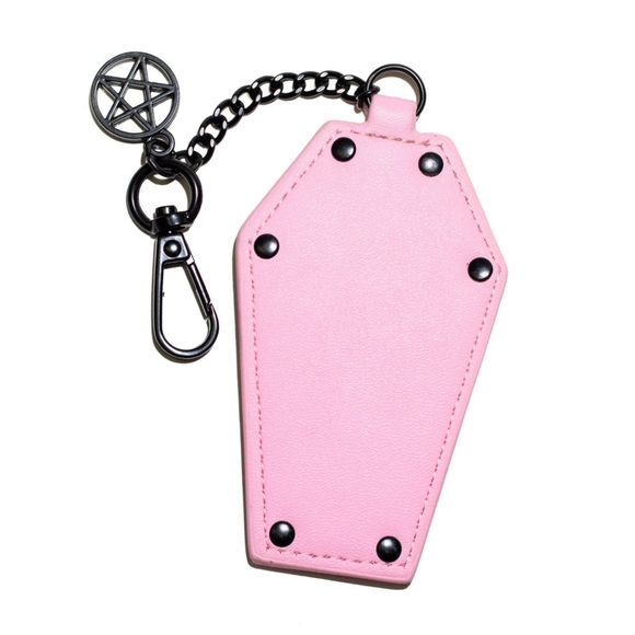 🆕️♡♡ Blackcraft Cult Pink BCC Coffin - Keychain Leather Black Pentagram Charm - Picture 2 of 6
